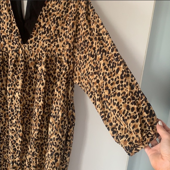 Zara Leopard Print Long Sleeve Dress with Pockets - Picture 2 of 3